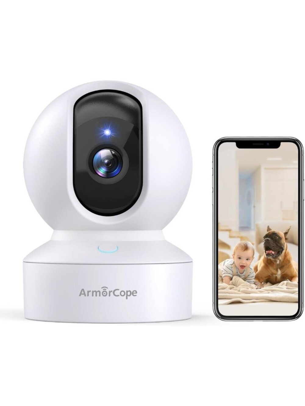 2K HD Pet Camera with 360° Pan/Tilt, Night Vision, Motion Tracking & App Control